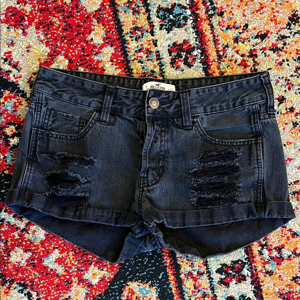 Hollister Black Distressed Jean Shorts